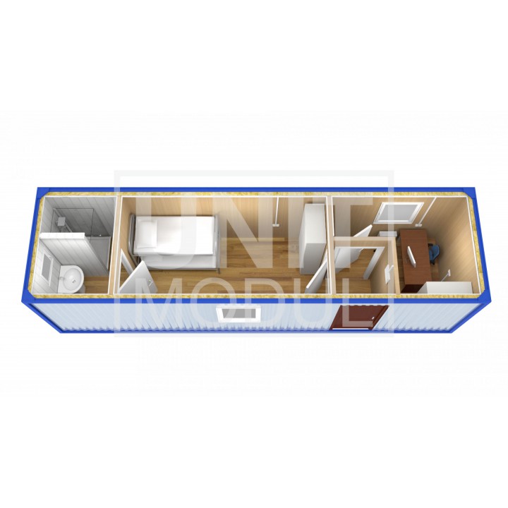 (БЖ-09) Бытовка металлическая (блок-контейнер) жилая с рабочим местом и туалетом недорого