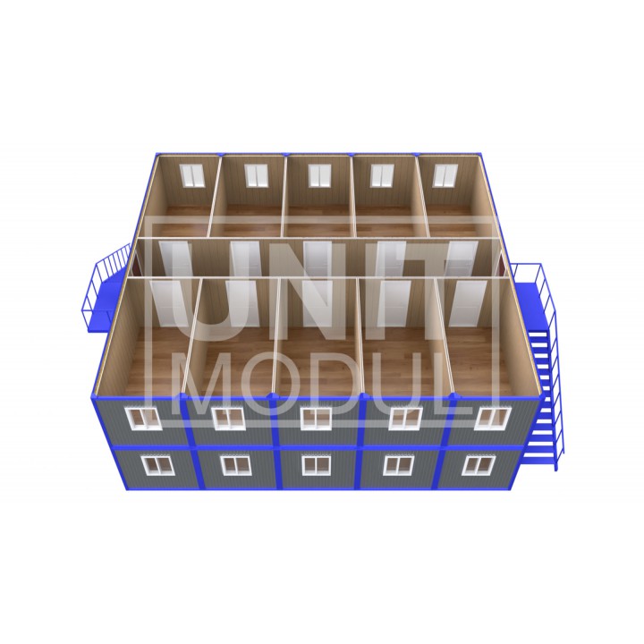 (ПЗ-200) Модульный штаб из 20-ти бытовок (блок-контейнеров) недорого