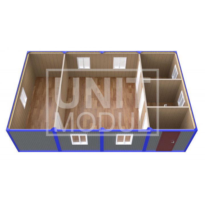 (ПЗ-42) Модульный штаб из 4-х бытовок (блок-контейнеров) с кабинетами и залом для совещаний недорого